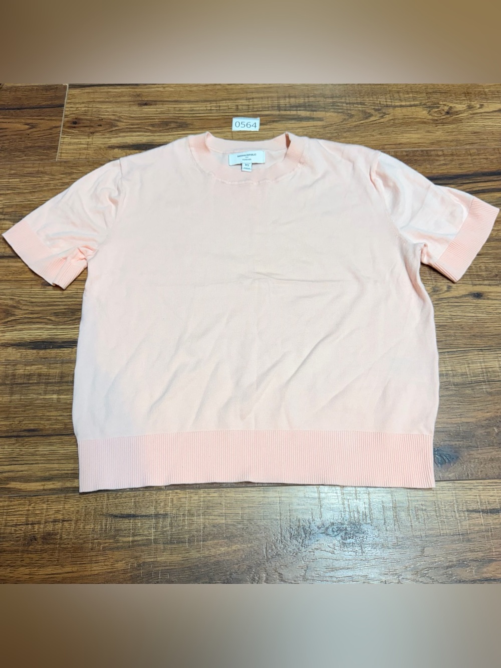Banana Republic Pale Pink Short-Sleeve Crewneck Sweater